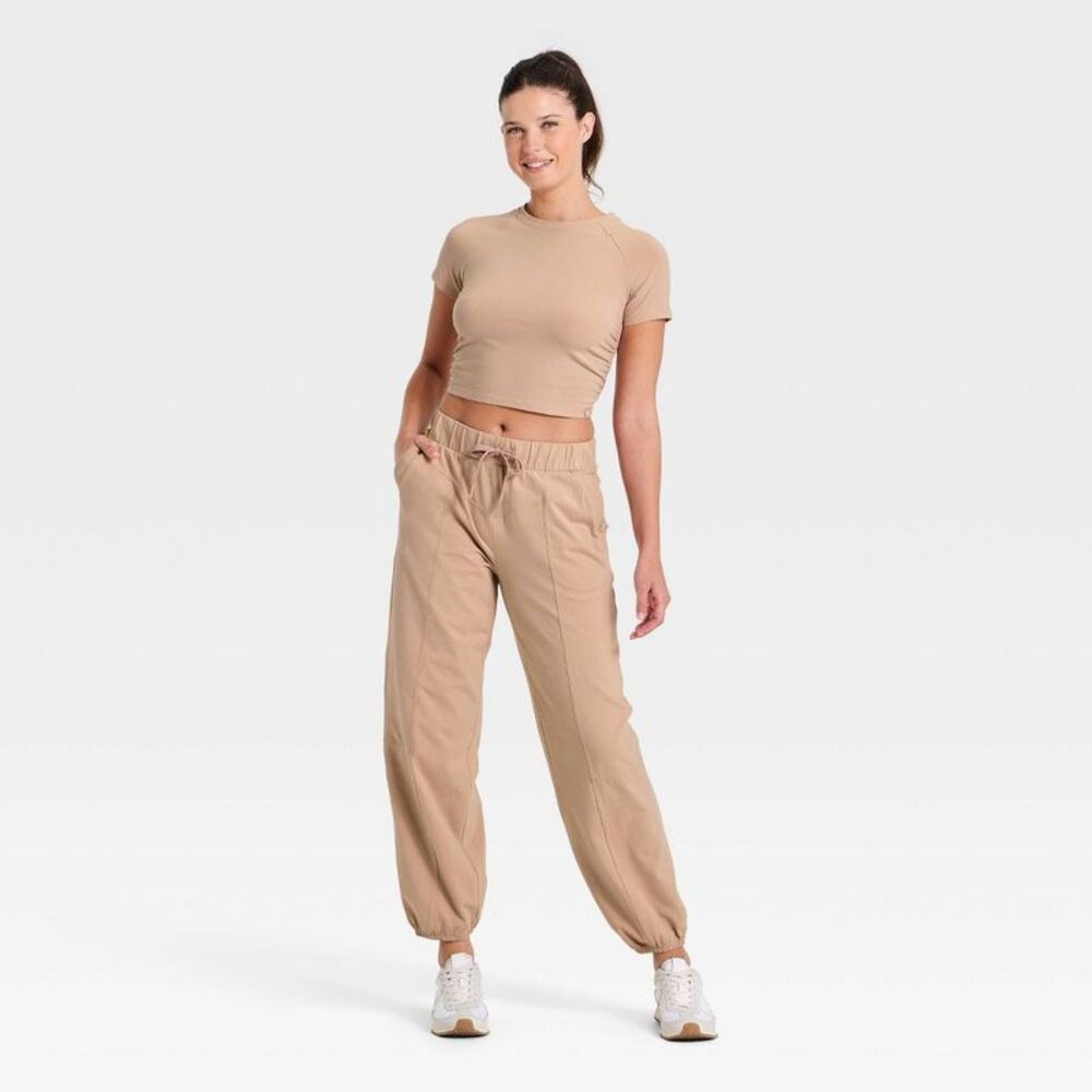 Women's Washed Jersey Jogger Pants - JoyLab Light Taupe S - Picture 3 of 4